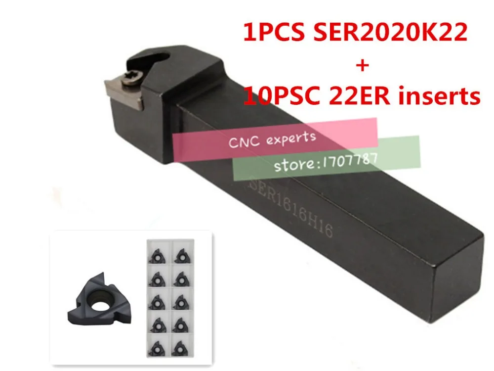 SER2020K22 внешняя резьба CNC токарный инструмент 1 шт. + 22ER N60 карбидная Вставка 10 11