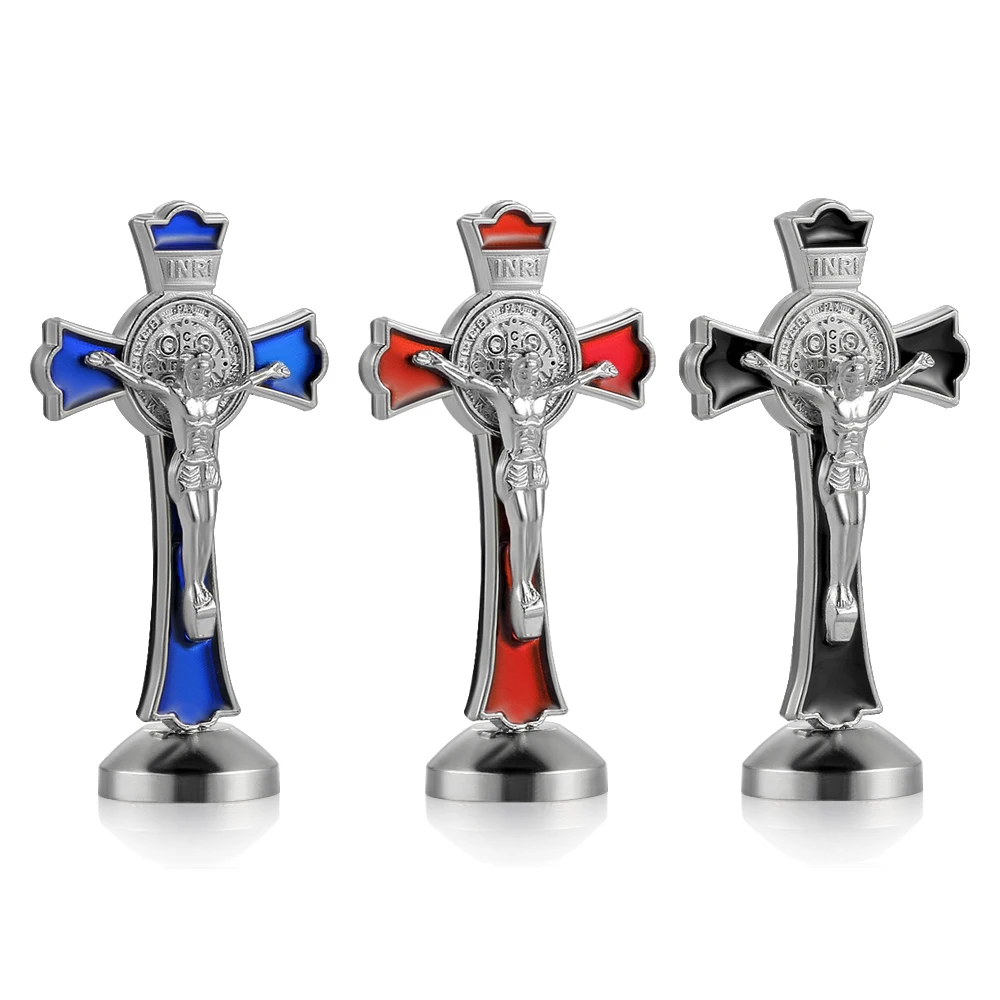 Metal Jesus Crucifix INRI Cross Figurine - Christian Dashboard Ornaments & Home Decor Accessories image 2
