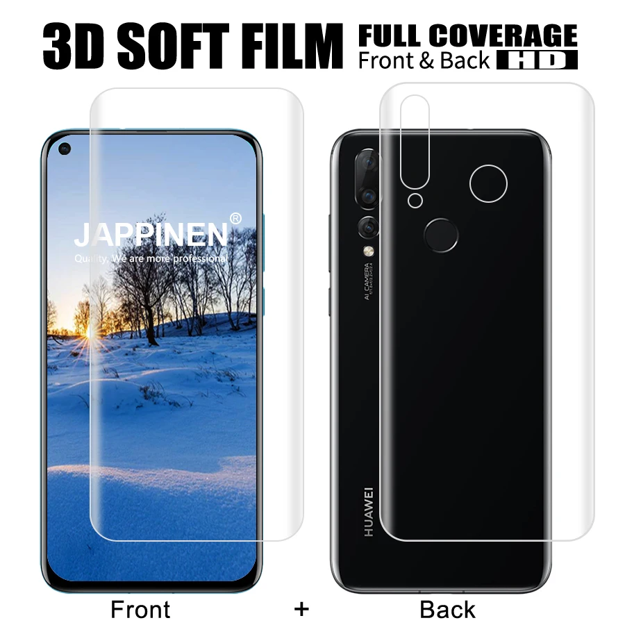 Jappinen спереди + сзади 3D полное покрытие край экран протектор для huawei Nova 3 4 3E 3i Clear