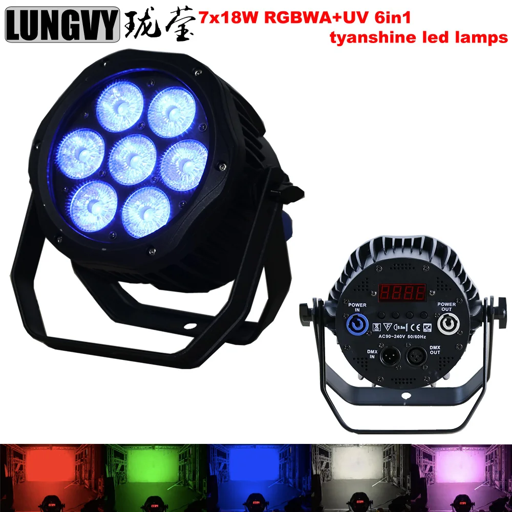 

Бесплатная доставка Крытый Led Par банок 7x18 Вт RGBWA + UV 6в1 с Tyanshine лампы LED Par свет профессиональный сценический DJ диско освещение