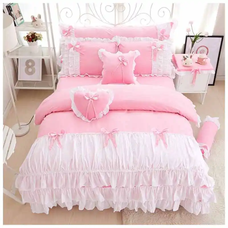 Комплект постельного белья принцессы однотонное одеяло/пододеяльник/юбка