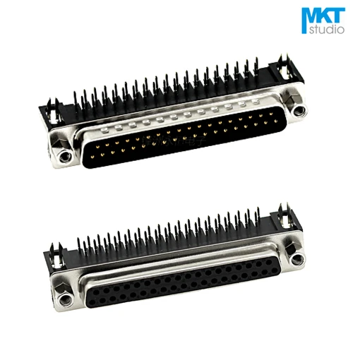 

100Pcs Male/Female DB37 DR37 D-sub Right Angle PCB Mount Double Row Pins Electrical Connector Socket With Screw Nuts
