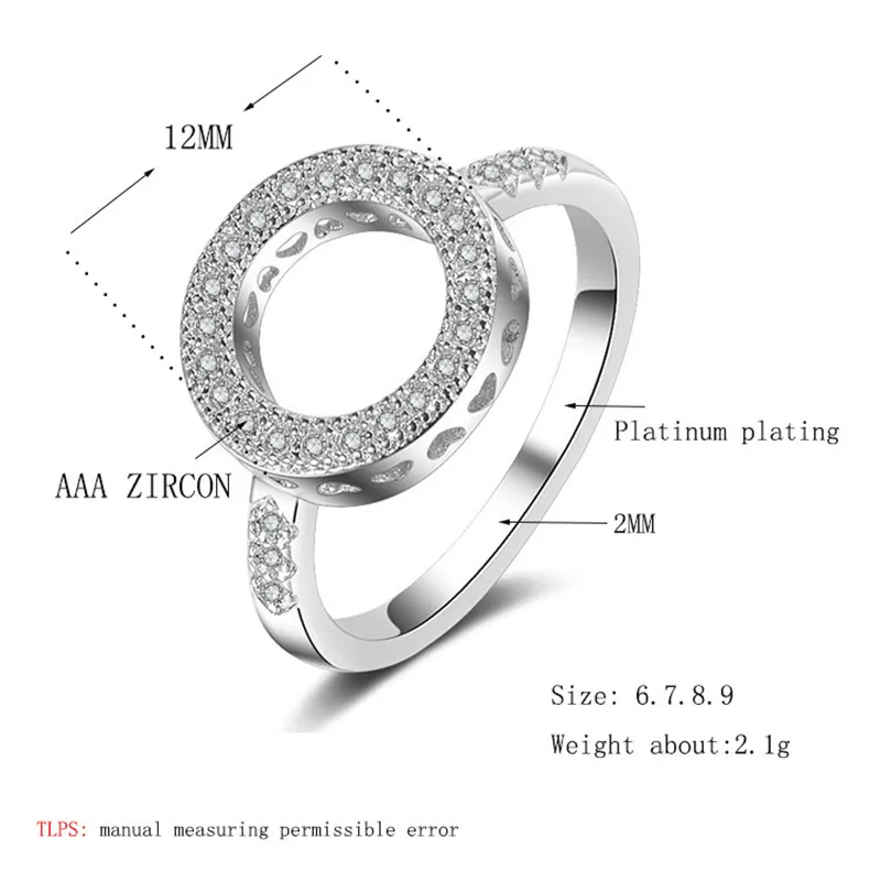 Romad простое круглое циркониевое кольцо для женщин ручная Мозаика Циркон
