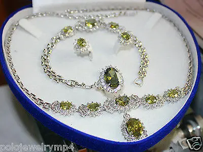 Набор ювелирных изделий модное ожерелье с кристаллом зеленого цвета браслет