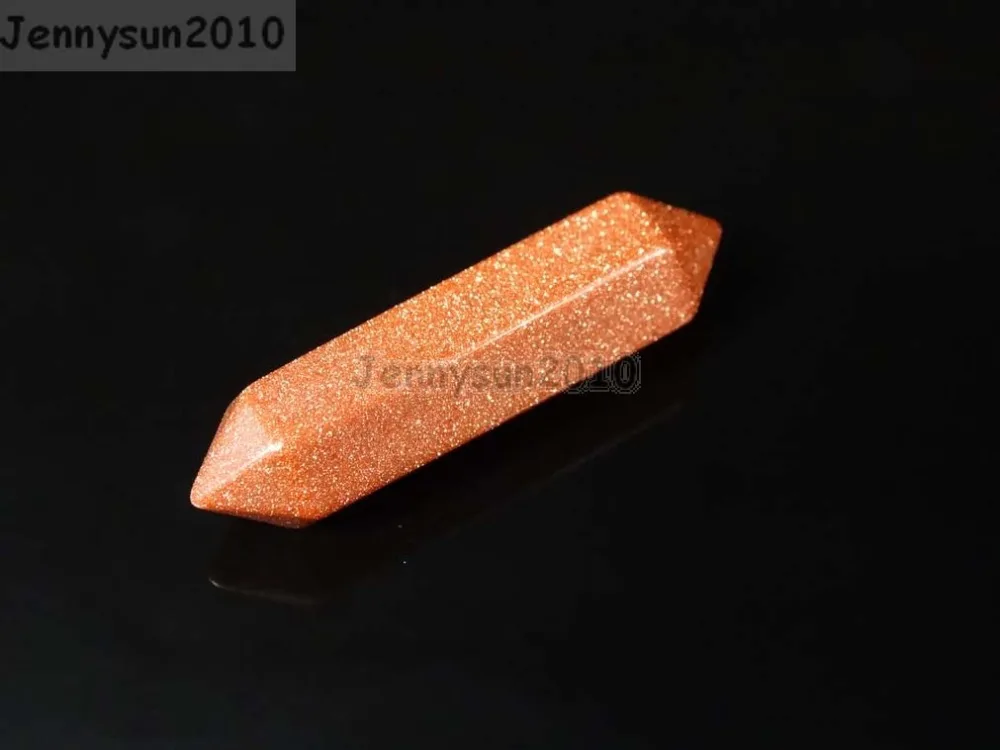 

Natural Gold Sand Gems stone Hexagonal Pointed Reiki Chakra Raw Wand Pendant Beads Necklace Jewelry 20Pcs/Pack
