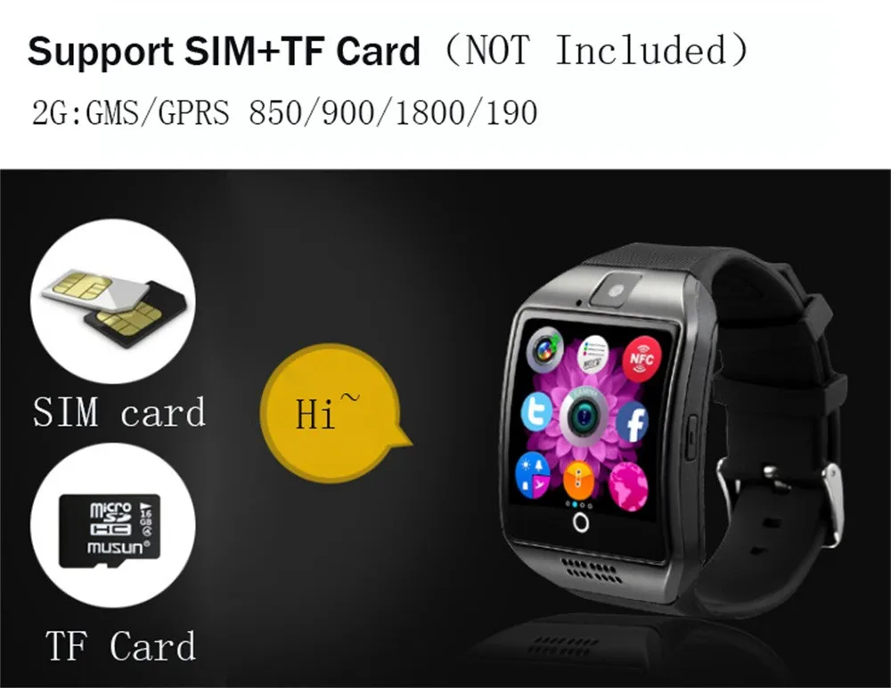 Новинка Лидер продаж 2019 Q18 Bluetooth Смарт-часы GSM-камера TF-карта телефон наручные часы