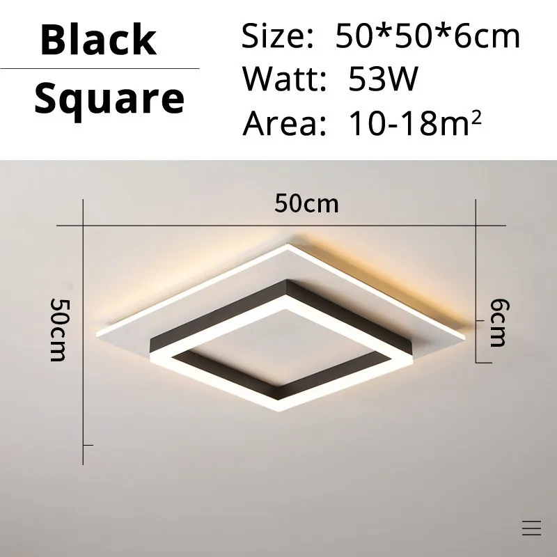 50cm square black Современный светодиодный светильник-Люстра для гостиной, спальни, черно-белая лампа с пультом дистанционного управления, для спальни, новое освещение, блеск, Lampadari - Цвет абажура: 50cm square black