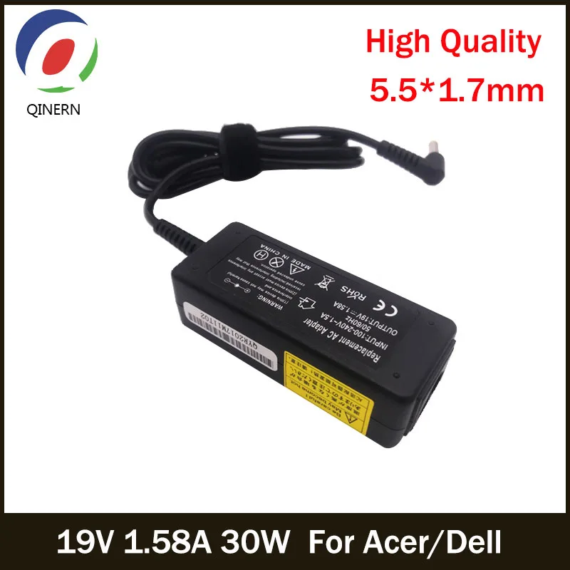 QINERN 19V 1.58A 30W 5 5*1 7mm AC Адаптер зарядного устройства для ноутбука Acer Dell Inspiron Mini 9 10 12 1010