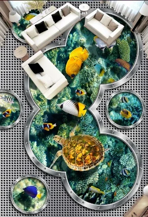 

[Self-Adhesive] 3D Grey Aquarium Animal 8 Non-slip Waterproof Photo Self-Adhesive Floor Mural Sticker WallPaper Murals Print