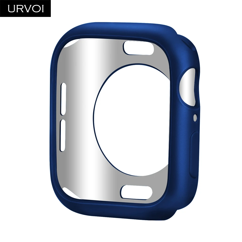 Blue Бампер URVOI для apple watch 4, 5, 3, 2, ТПУ чехол, чехол для iwatch, протектор, тонкая рамка, матовая, цветная, с рисунком, 38, 40, 42, 44 мм - Цвет: Blue
