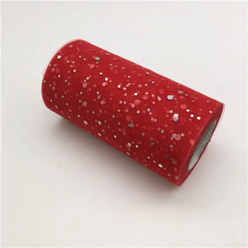 AQ04 red 25 ярдов 13 см Блестящий рулон тюля с блестками катушка пачка свадебное украшение Тюль рулоны органза марля элемент настольная дорожка Mariage - Цвет: AQ04 red