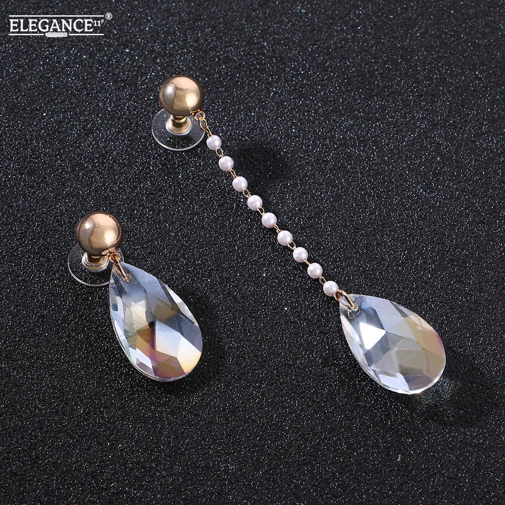Женские серьги-подвески ELEGANCE11 прозрачные длинные серьги с кристаллами для