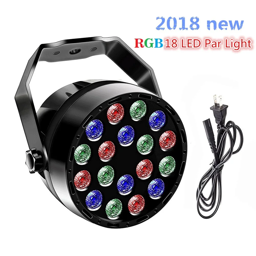 18 LED disco DJ Voice Activated Stage lamp effect Lighting auto Rotating RGB Light for wedding and birthday party | Лампы и освещение