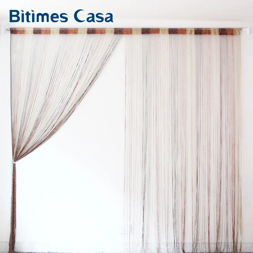 Трехцветная комбинированная штора с кисточками в виде Олы блестящая однотонная