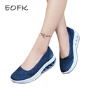 Туфли EOFK женские сетчатые, дышащие легкие, плоская подошва, однотонные, без застежки, повседневная обувь на платформе, лето