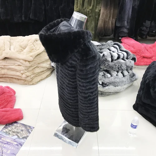 black Зимняя длинная Стильная Женская норковая шуба с капюшоном Новая женская шуба из норкового меха теплая натуральная норковая шуба - Цвет: black