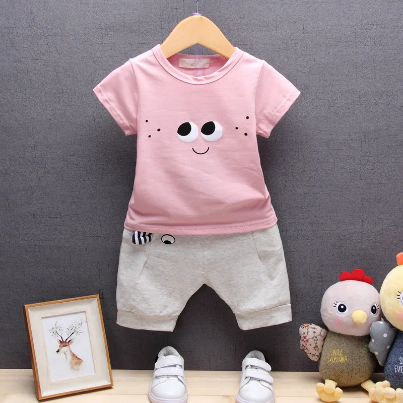 Akexiya New 2018 Summer Children Clothes Sets Boy Girls Cartoon Printed T-Shirt+ Cotton Pant Kids Clothing 2 PCS Set | Детская одежда и
