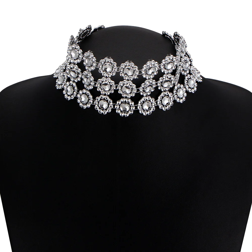 Женское многослойное ожерелье чокер с подвеской в виде цветка Стразы|chain jewelry|crystal