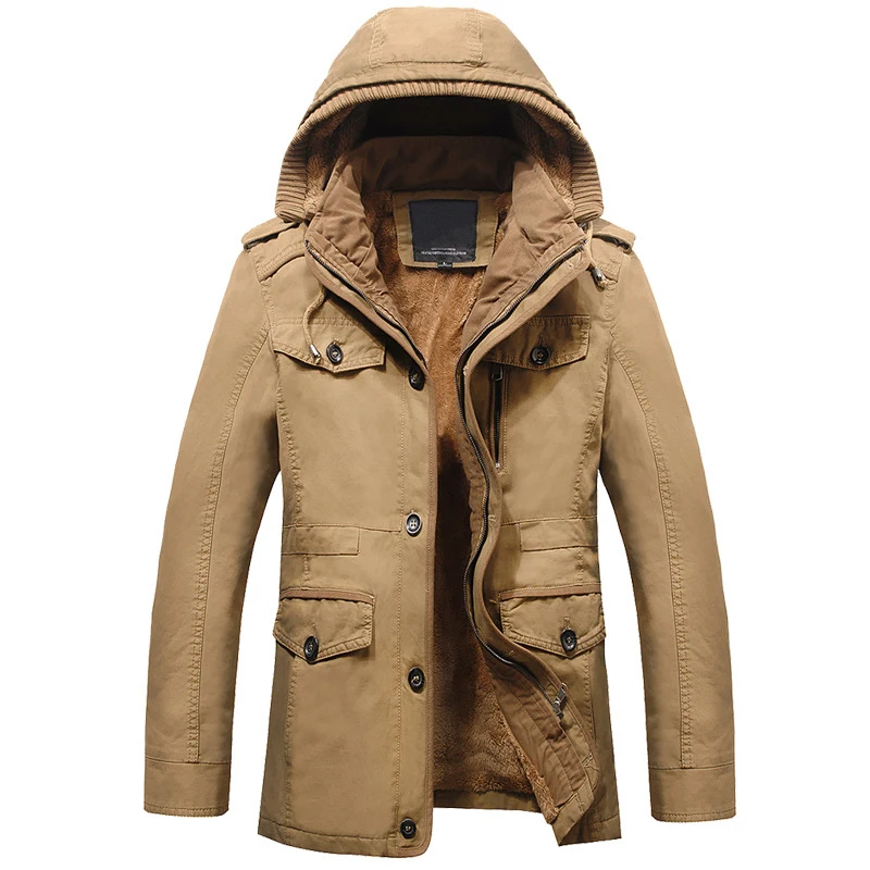 

2018 New Long Hooded Winter Coat Men Big Size Solid Color Manteau Homme Hiver