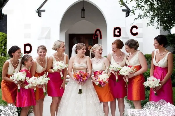 

Latest Trend Two Tone Mixed Bridesmaid Dresses Four Style Taffeta Keen Length Mid Of Honor Dresses WD01