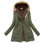 2021 зимняя куртка, Женская стеганная куртка, женская верхняя одежда, облегающее зимнее пальто с капюшоном, Длинные парки с меховым воротником и хлопковой подкладкой