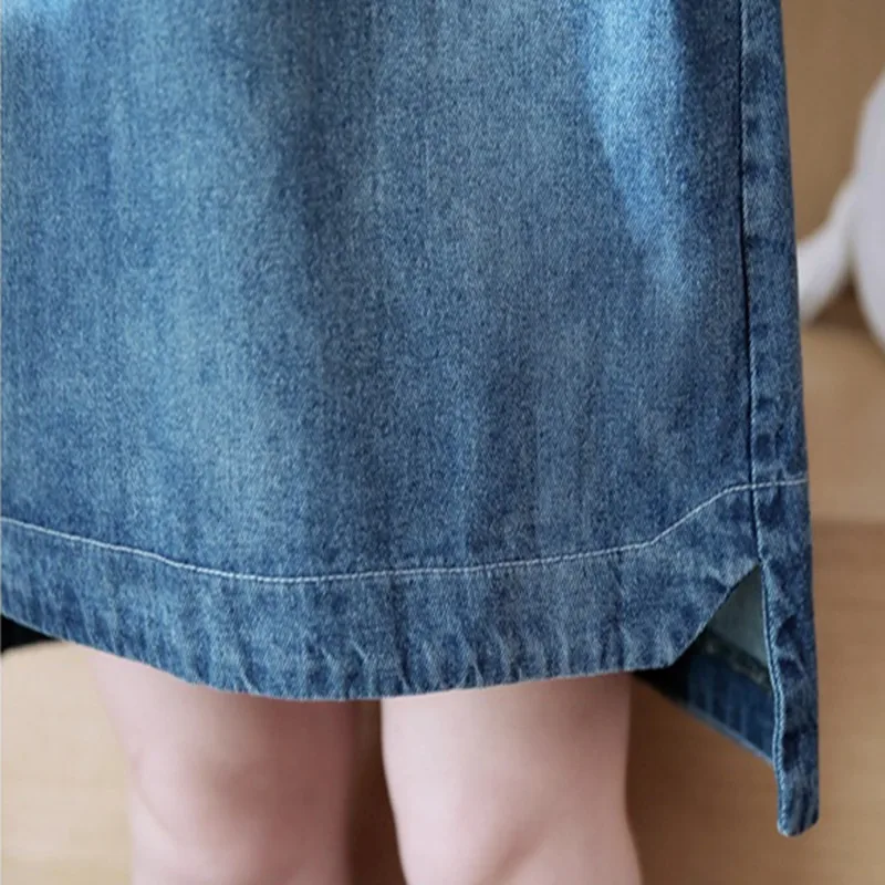 

New Summer Women Dresses 5XL Plus Size Fashion O-Neck Casual Loose Patchwork Slim Jeans Dress For Women Larger Denim One-Piece