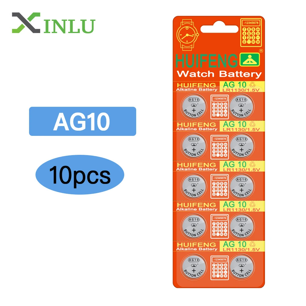 10 шт. AG10 AG LR1130 389 LR54 SR54 SR1130W 189 L1130 Кнопочная батарея для монет часов игрушки