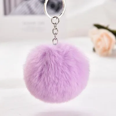 violet Модный пушистый меховой брелок с помпоном из искусственного меха, брелок с помпоном для ключей, брелок с помпоном для ключей, брелок для ключей Llaveros Chaveiros EH338 - Цвет: violet
