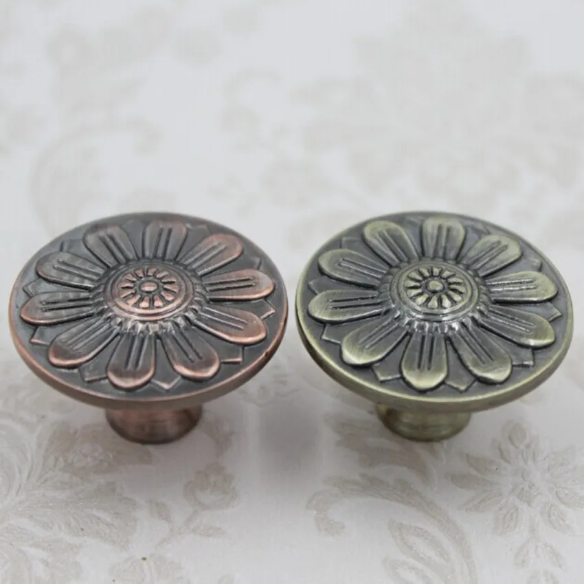 32 мм Бронзовый кухонный шкаф рукоятки в античном стиле медный ящик медные