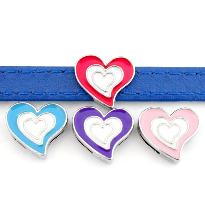 8 мм отверстие розово-голубое сердце горка амулеты эмаль скользящие бусины DIY