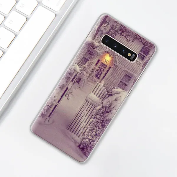 013 Пейзаж Зима светильник снег чехол для телефона для samsung Galaxy S10e S10 плюс S7 S8 S9 Plus Note 8 9 M10 M20 M30 жесткий чехол Coque - Цвет: 013