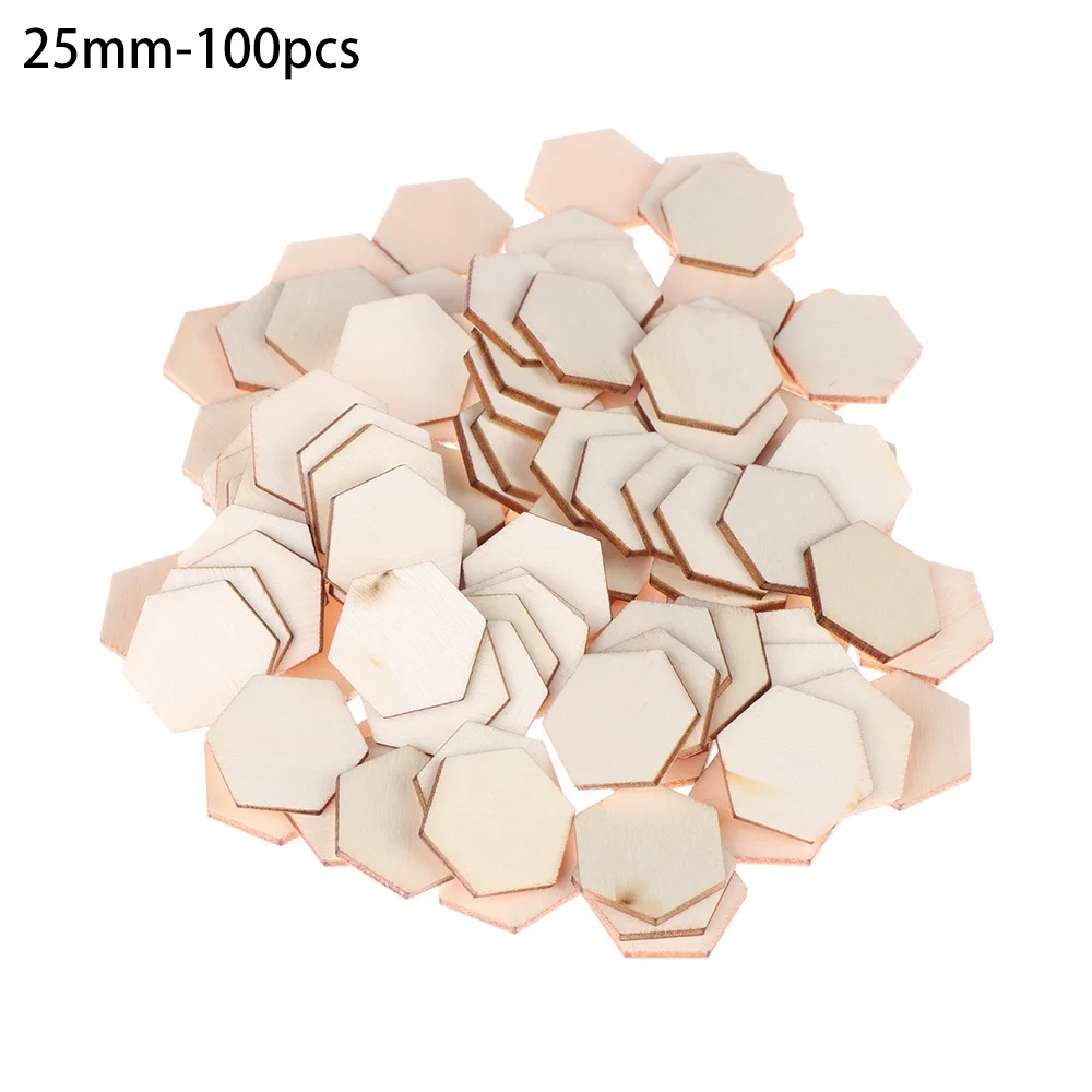 25mm-100pcs 50/100 шт древесины штук DIY лазерная резка украшение ремесло шестиугольная Форма декор украшения свадебные художественных ремесел - Цвет: 25mm-100pcs