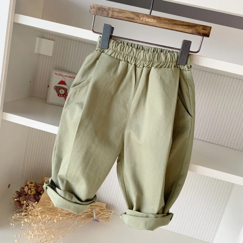 

Spring 2019 New Children Clothing Baby Boys Girls Solid Color Cotton Haroun Pants Kids Loose Leisure Pants