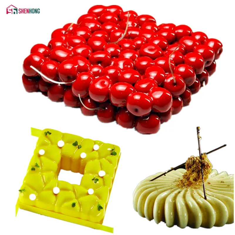 SHENHONG 3PCS/SET Art Silicone 3D Cherry Cake Mold For Baking Mousse Chocolate Sponge Moulds Pans Decorating Tools | Дом и сад