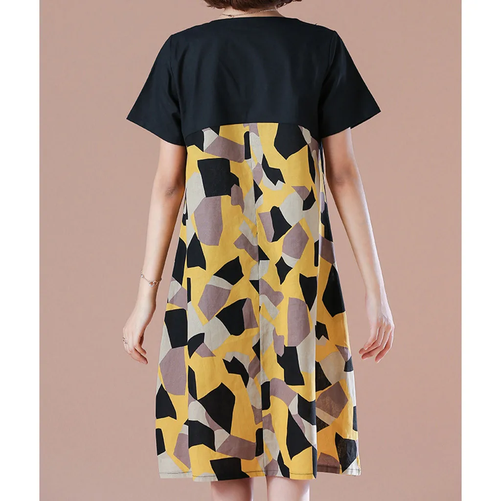 Женское платье 2019 модная одежда из хлопка и льна новое с принтом длинное женское