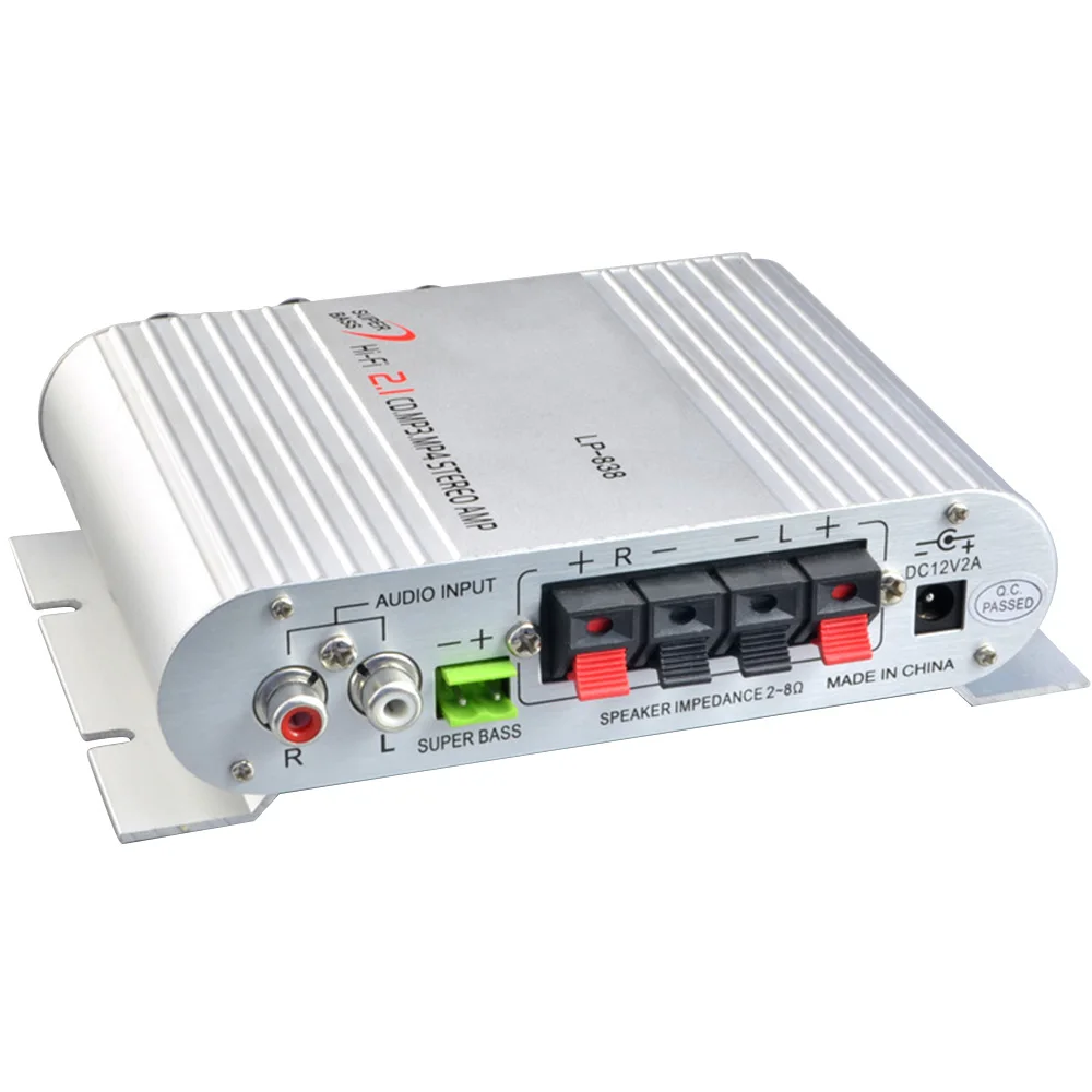 Lepy LP 838 автомобиль 3 канальный Усилитель Стерео Mega Bass 12 В Hi Fi соединение с