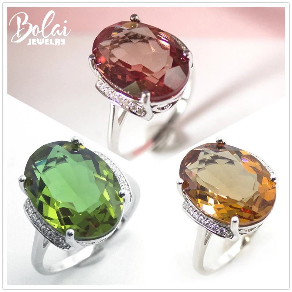 Bolai 18x13 мм коктейльное кольцо с большой диаспорой, серебро 925 пробы, меняющее цвет драгоценного камня, зултанит, изящные кольца, ювелирные изделия для женщин