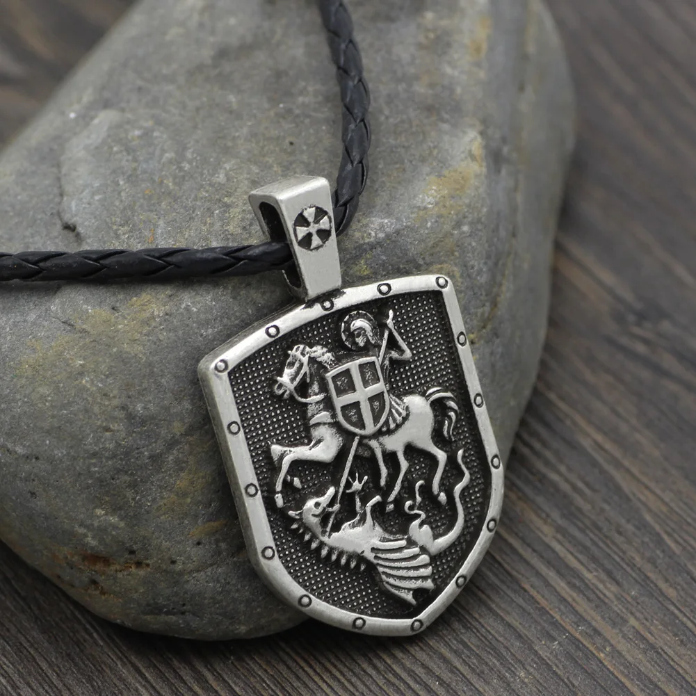 Youe shone ST.GEORGE ON HORSE убивает щит дракона крест медаль амулет с узелком кулон|st george|st