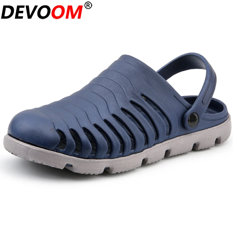 Мужские летние сандалии сабо пляжные шлепанцы тапочки с отверстиями Sandalias hombre 45