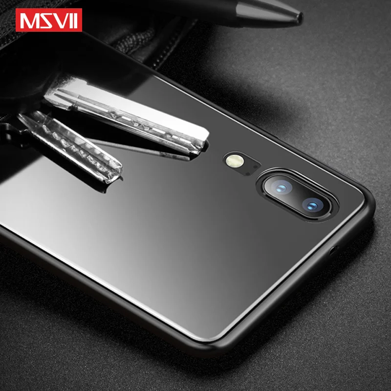 MSVII Cover For Huawei P20 Case Slim Coque P 20 Pro Silicone Frame+ Mirror Glass Lite Cases |