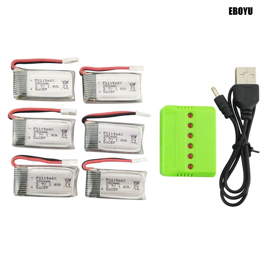 EBOYU 6 шт. * Syma X51 TKKJ M71 3 7 В 380 мАч Lipo аккумулятор + балансирующее зарядное устройство