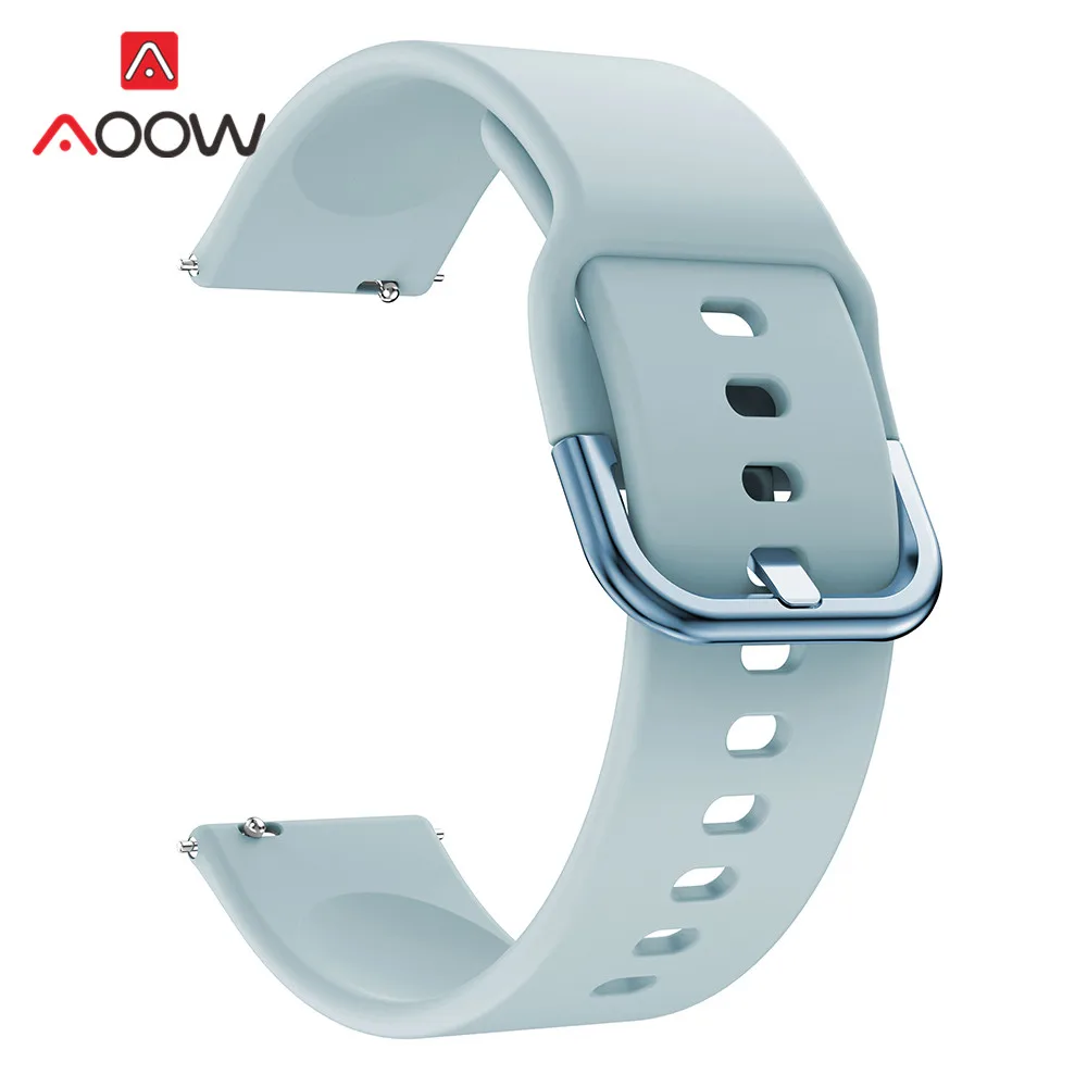 Light blue 20 мм силиконовый ремешок для часов для samsung Galaxy Watch Active 42 мм Garmin Huami Amazfit bip huawei сменный Браслет - Цвет ремешка: Light blue