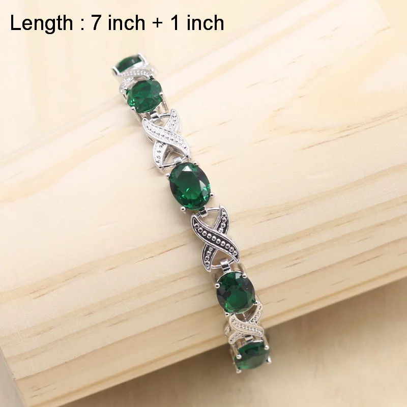 Серебряные Наборы украшений зеленые циркониевые камни украшения женские