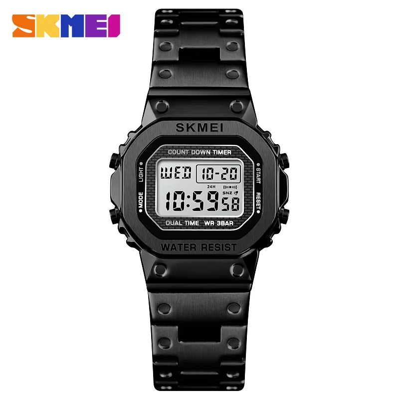 SKMEI 1433 Sport Watch Ladies Digital Led Alarm Clock Luxury Stainless Steel Waterproof Chronograph Women Wristwatch reloj mujer | Наручные