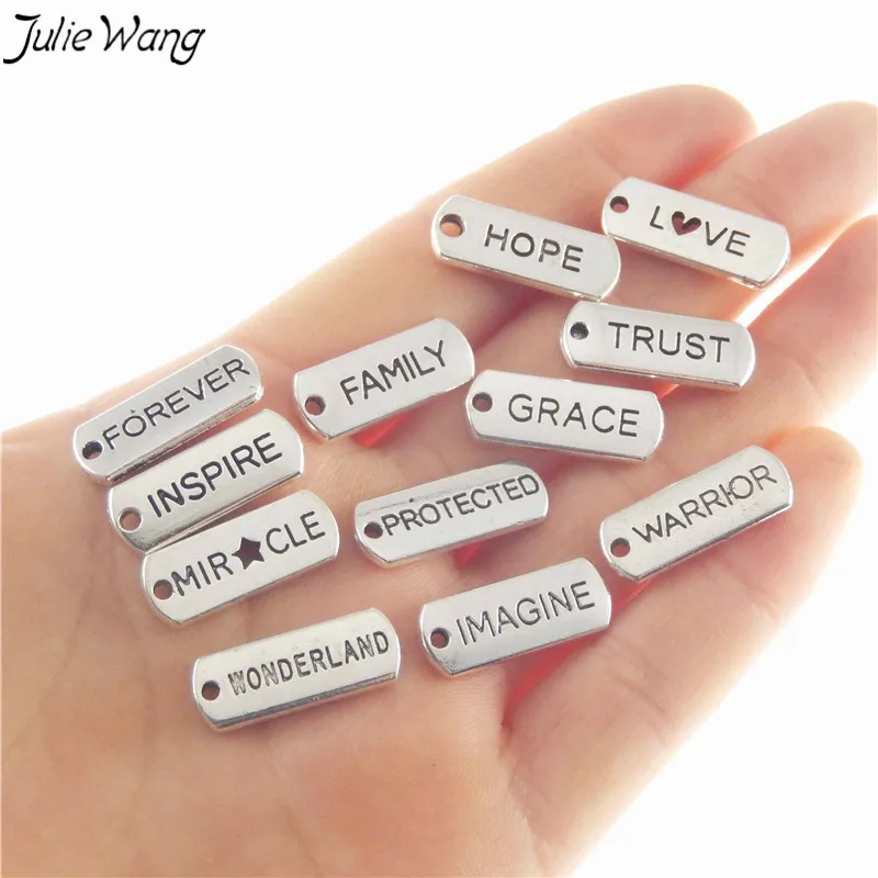 17 шт. кулон Julie Wang из цинкового сплава с надписью вдохновитель браслет ручной