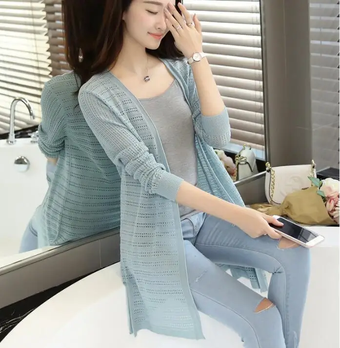 

Spring Sweater Women Long sleeve Cardigan Thin Knitting