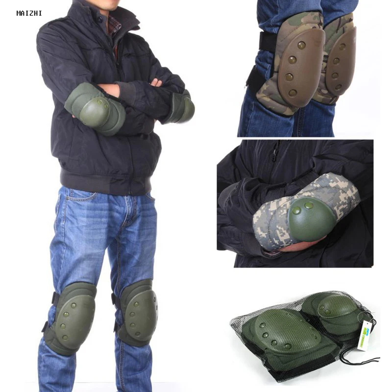 

Hot 4 Pcs Adult Tactical Combat Protective Pad Set Gear Sports Military Knee Elbow Protector Elbow & Knee Pads motor dizlik