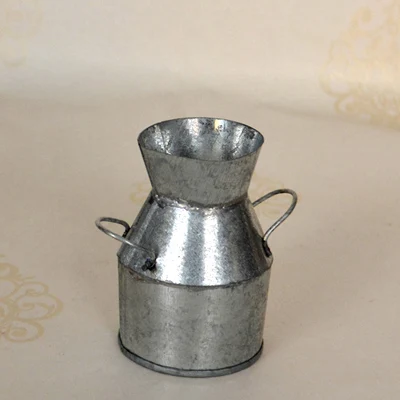 Milk pail Миниатюрный винтажный Металлический горшок для полива молока, ваза, мини-ведро, органайзер для хранения, свадьба, Рождество, украшение для дома, сада - Цвет: Milk pail