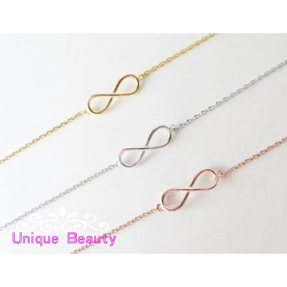 925 серебряный золотой бесконечный браслет кулон Модный женский подарок на