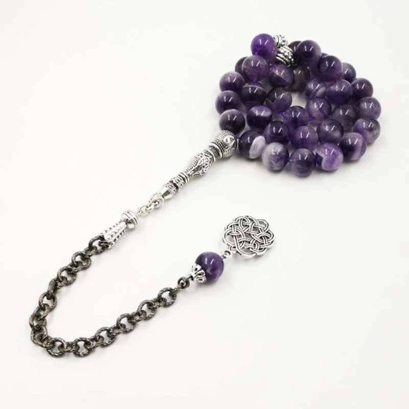 Женские браслеты из натурального аметиста Tasbih с металлической кисточкой в стиле